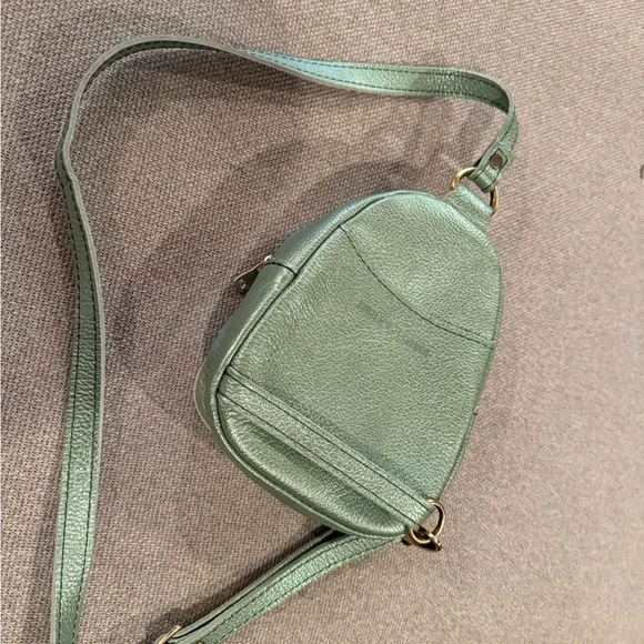 Portland Leather Metallic Mint Green Crossbody Bag - Picture 9 of 10